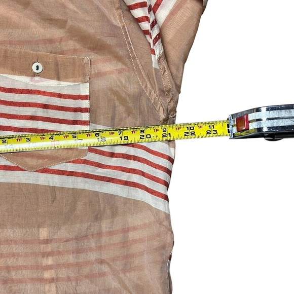 Rag & Bone Jane Beige Stripe Silk Blend Sheer Button Down Shirt Size 10 - Picture 6 of 7